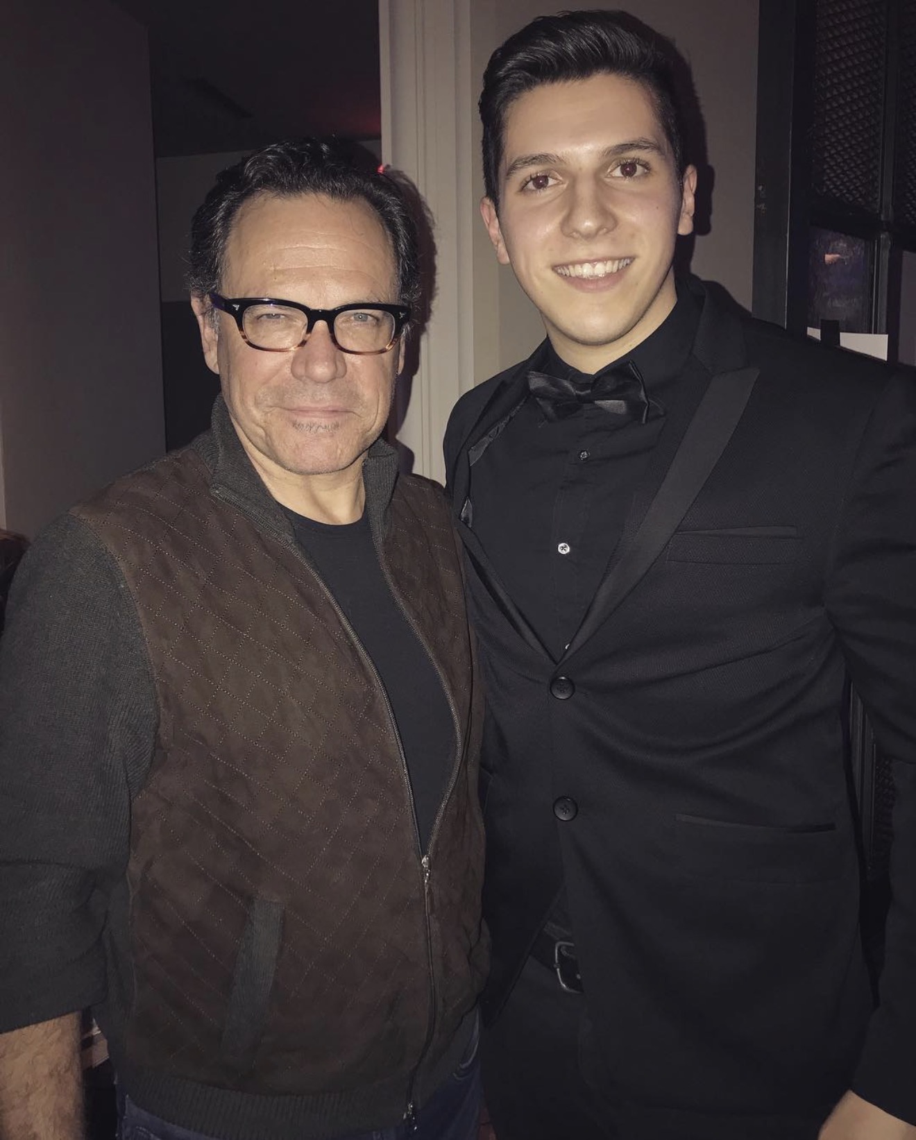 ILIJA in a black tuxedo with vocalist Kurt Elling backstage